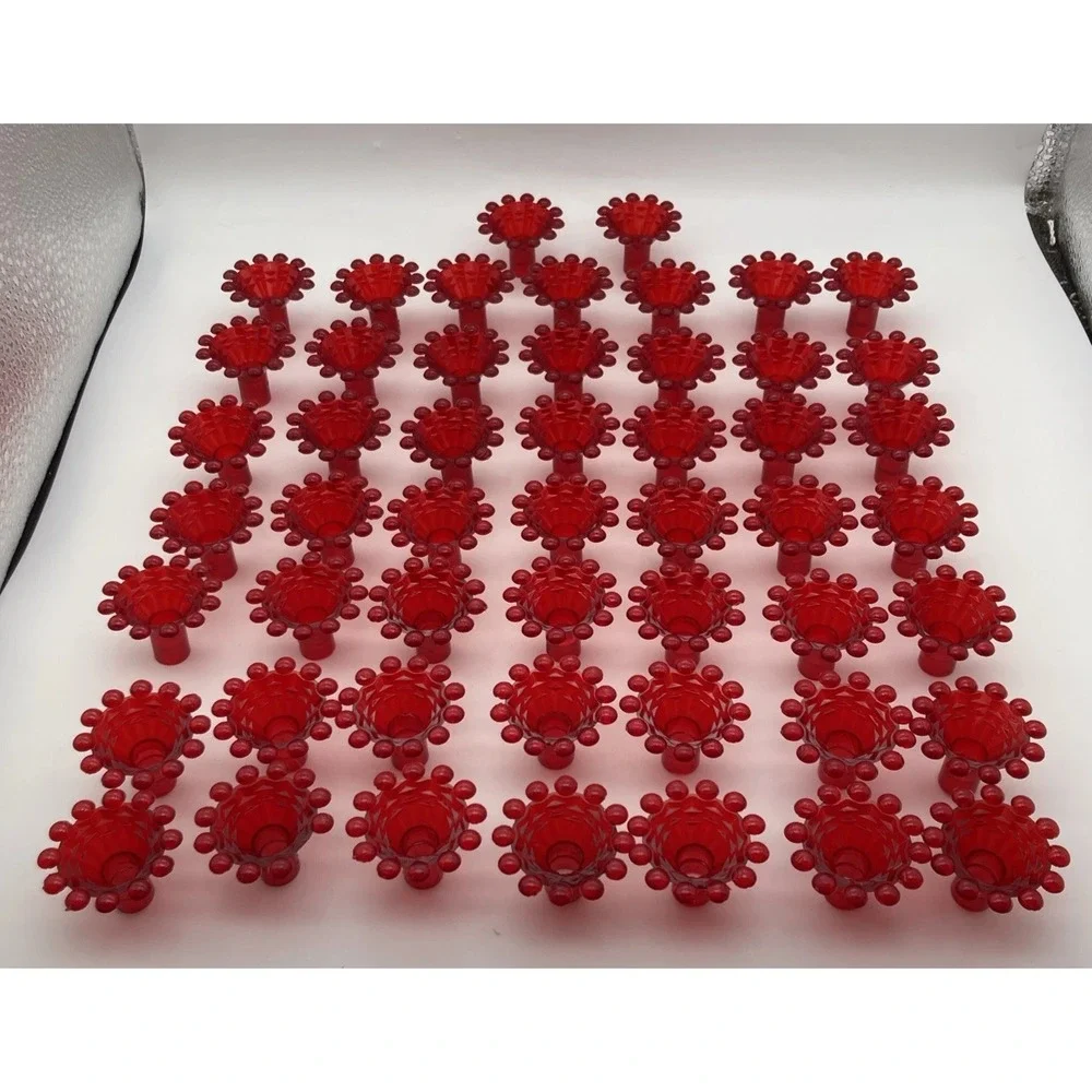 Set Of 51 Vintage Red Hard Plastic Christmas Light Covers/Reflectors Flower 1960
